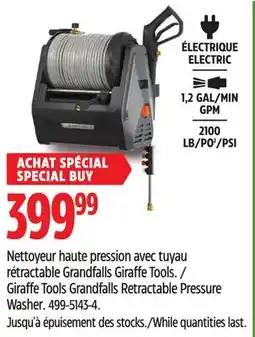 Canadian Tire Giraffe Tools Grandfalls Retractable Pressure Washer offer