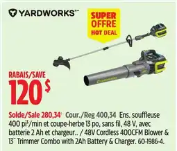 Canadian Tire 48V Cordless 400CFM Blower & S13 Trimmer Combo with 2Ah Battery & Charger offer