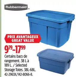 Canadian Tire Selected Rubbermaid Storage Totes offer