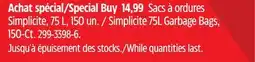 Canadian Tire Simplicite 75L Garbage Bags, 150-Ct offer