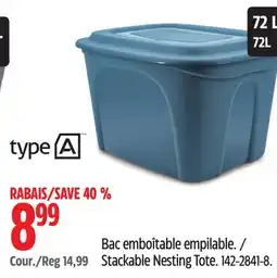 Canadian Tire Stackable Nesting Tote offer