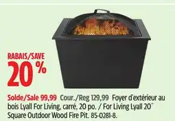 Canadian Tire For Living Lyall 20˝ Square Outdoor Wood Fire Pit offer