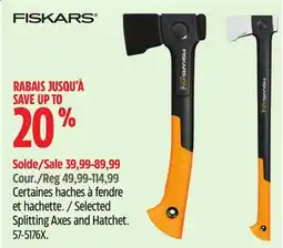 Canadian Tire Selected Fiskars Splitting Axes and Hatchet offer