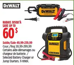 Canadian Tire DEWALT Selected Battery Charger or Jump Starters offer