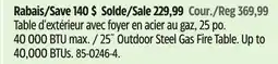 Canadian Tire For Living 25˝ Outdoor Steel Gas Fire Table offer