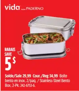 Canadian Tire Vida by Paderno Stainless-Steel Bento Box offer