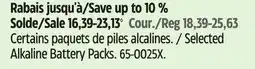 Canadian Tire Duracell Selected Alkaline Battery Packs offer