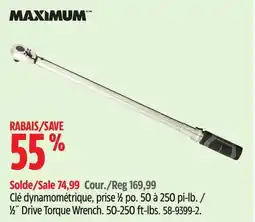 Canadian Tire Maximum 1/2˝ Drive Torque Wrench offer