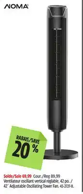 Canadian Tire Noma 42˝ Adjustable Oscillating Tower Fan offer