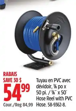 Canadian Tire Mastercraft 3⁄8˝ x 50´ Hose Reel with PVC Hose offer