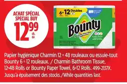 Canadian Tire Charmin Bathroom Tissue, 12=48 Rolls or Bounty Paper Towel, 6=12 Rolls offer