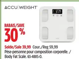 Canadian Tire ACCU WEIGHT Body Fat Scale offer