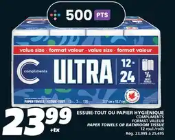 IGA COMPLIMENTS PAPER TOWELS OR BATHROOM TISSUE offer