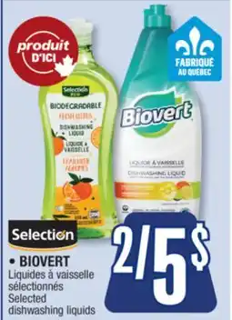 Jean Coutu BIOVERT Selected dishwashing liquids offer