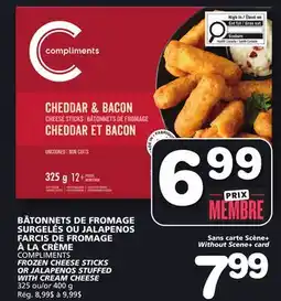 Marches Tradition COMPLIMENTS FROZEN CHEESE STICKS OR JALAPENOS STUFFED WITH CREAM CHEESE offer