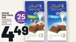 Metro CHOCOLAT SWISS CLASSIC LINDT | LINDT SWISS CLASSIC CHOCOLATE offer