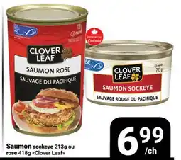Pasquier Saumon sockeye 213g ou rose 418g Clover Leaf offer