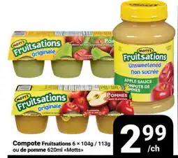 Pasquier Compote Fruitsations 6 × 104g | 113g ou de pomme 620ml Motts offer