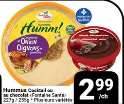 Pasquier Hummus Cocktail ou au chocolat Fontaine Santé offer