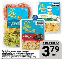 Pasquier Ravioli au bourrín poivre concassé, ail et fines herbes ou Linguine 3 couleurs, Tortellini offer