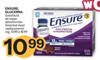 Brunet ENSURE, GLUCERNA Substituts de repas sélectionnés offer