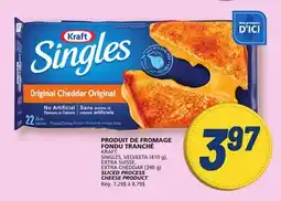 Marché Bonichoix KRAFT SINGLES, VELVEETA (410 g), EXTRA SUISSE, EXTRA CHEDDAR (390 g) SLICED PROCESS CHEESE PRODUCT offer