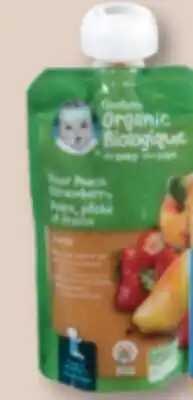 Familiprix Gerber Organic purée for baby pear peach strawberry offer