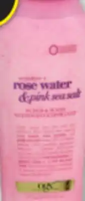 Familiprix OGX sensitive rose water & pink sea salt scrub & wash offer