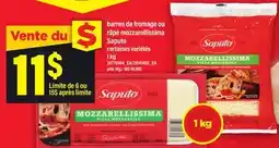Maxi BARRES DE FROMAGE OU RÂPÉ MOZZARELLISSIMA SAPUTO offer