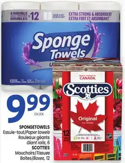 Uniprix SPONGETOWELS Essuie-tout/Paper towels, SCOTTIES Mouchoirs/Tissues offer