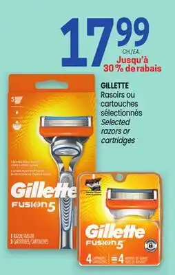 Uniprix GILLETTE Rasoirs ou cartouches sélectionnés / Selected razors or cartridges offer