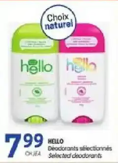 Uniprix Hello deodorants selectionnés offer