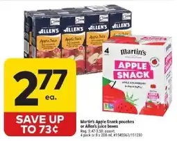 Giant Tiger Martin's apple snack pouches or Allen's juice boxes offer