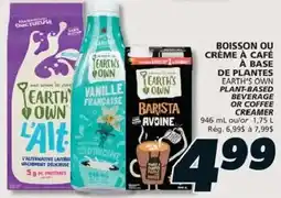 IGA Earth's Own plant-based beverage or coffee creamer offer