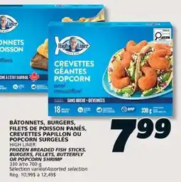IGA High Liner frozen breaded fish sticks, burgers, fillets, butterfly or popcorn shrimp offer