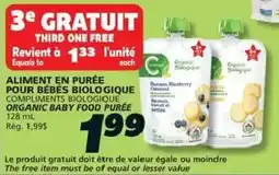IGA Organic baby food purée offer