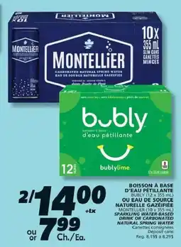 IGA Bubly sparkling water-based drink or carbonated natural spring water offer