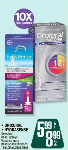 Jean Coutu Drixoral and hydraSense selected nasal sprays offer