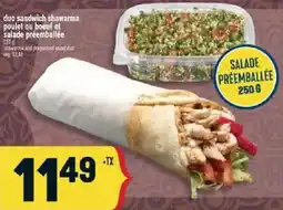 Marché Adonis duo sandwich shawarma poulet ou boeuf et salade preemballlee offer