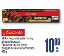 Jean Coutu Irresistible milk chocolate with honey almond nougat offer