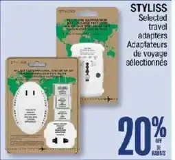 Jean Coutu StyliSS selected travel adapters offer