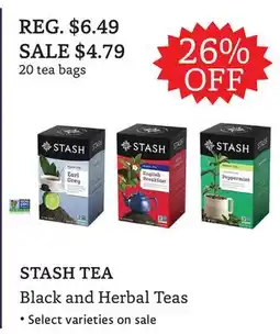 The Big Carrot STASH TEA Black and Herbal Teas offer