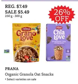 The Big Carrot PRANA Organic Granola Oat Snacks offer