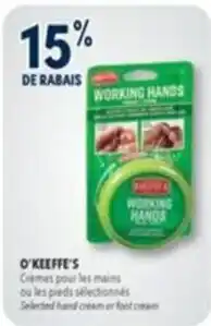 Familiprix O'keeffe's selected hand cream or foot cream offer