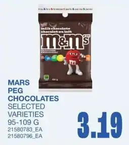 Wholesale Club Mars peg chocolates selected varieties offer