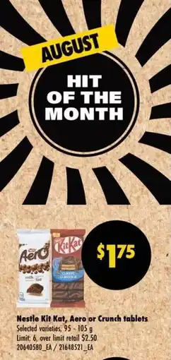 Wholesale Club Nestle Kit Kat, Aero or Crunch tablets offer