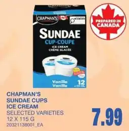 Wholesale Club Chapman's sundae cups ice cream offer
