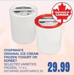 Wholesale Club Chapman's original ice cream frozen yogurt or sorbet offer