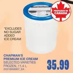 Wholesale Club Chapman's premium ice cream offer