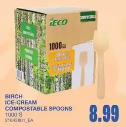 Wholesale Club Eco birch ice-cream compostable spoons offer